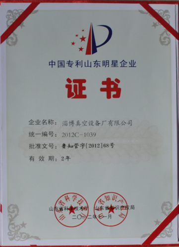 公司被山東省科學(xué)技術(shù)廳，山東省知識產(chǎn)權(quán)局評為中國專利山東明星企業(yè)